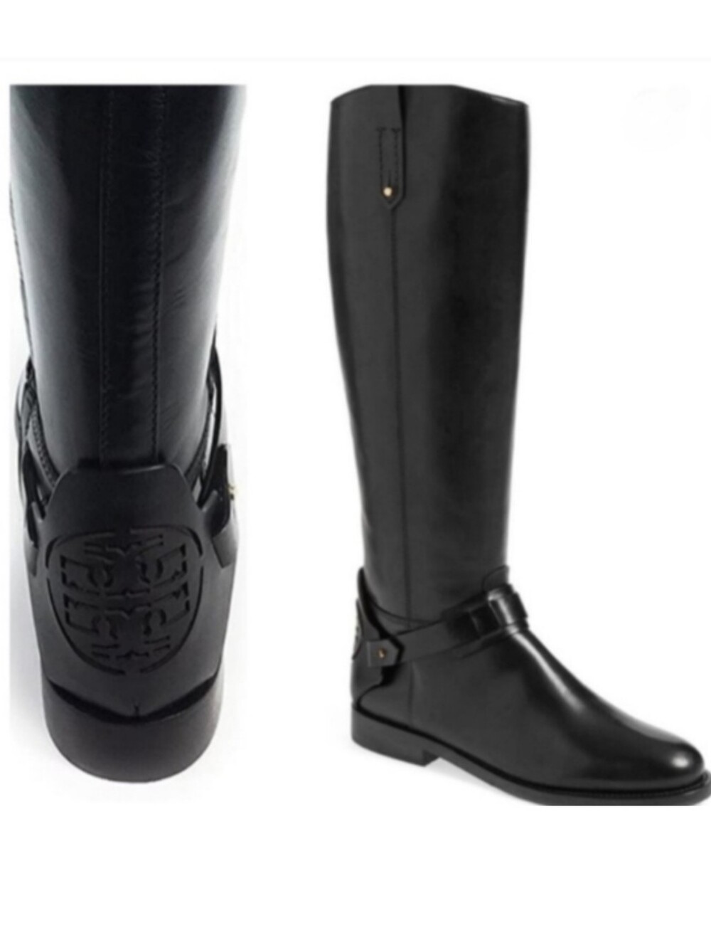 Tory Burch Colton Leather Riding Boots Galleon Leather Black Size 5M N…